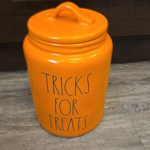 Rae Dunn Orange 'Tricks for Treats' Canister